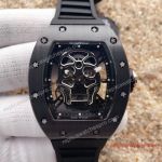 Swiss Richard Mille Skull Watch RM 052 Black Case Skull Face Black Rubber Band 